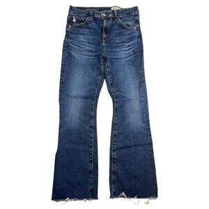 AG Denim Jeans Farrah Boot Crop High Rise Raw Hem Stretch 28 Adriano Goldschmied